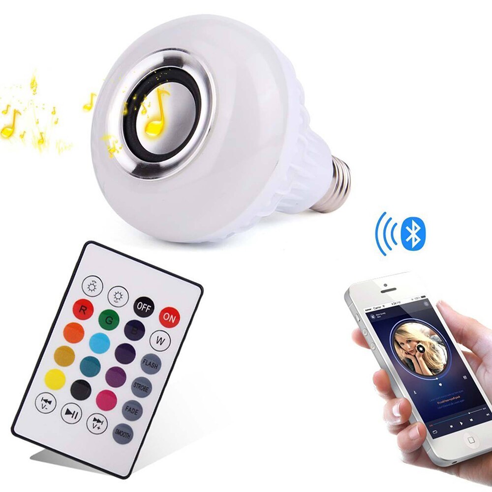 E27 Draadloze Bluetooth LED Lamp Smart Led Muziekspeler Audio Lamp met Afstandsbediening 12 W RGB Kleurrijke Muziek gloeilampen