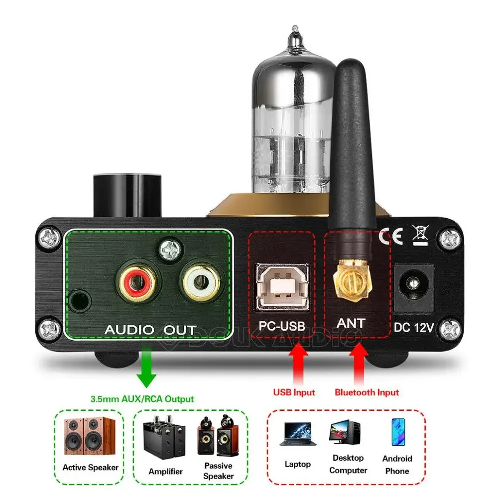 Douk Audio U4 Mini Bluetooth 5.0 Tube amplificatore per cuffie USB DAC Audio Stereo preamplificatore USB scheda Audio APTX-LL
