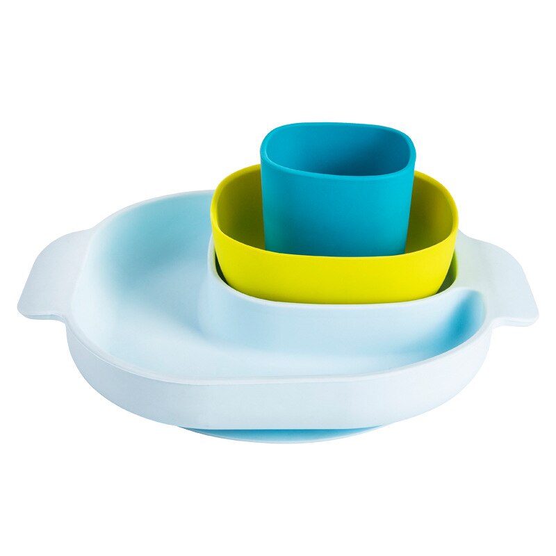 Hoge Siliconen Kom Platen Voor Baby 'S Kids Peuters Veilig Baby Plaat Baby Voedingssupplement Kom Uej: Blauw