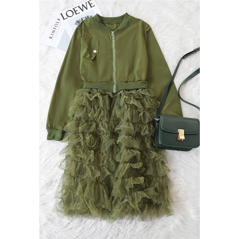 Women Jacket Solid Color Long Sleeve Womens Jackets Lace Ruffles Mesh Stitching Suit Overcoat Long Jackets