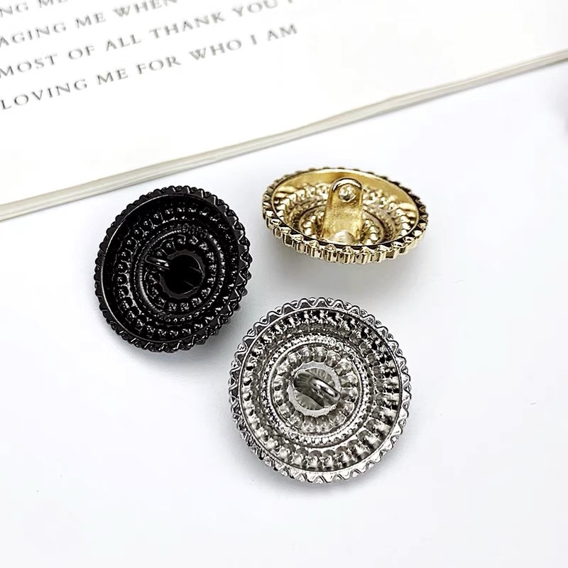 10pcs/lot Luxury Diamond Metal Button for Shirt Black Gold Silver Shank Buttons for Clothing Rhinestone Buttons for Coat