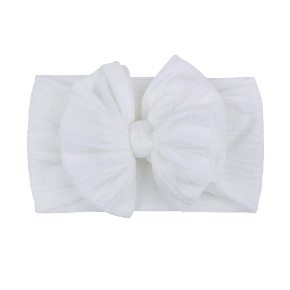 Cute Big Bowknote Baby Girl Headband Solid Color Soft Elastic Hairband For Kids Turban Headwear Children Hair Accessories: white