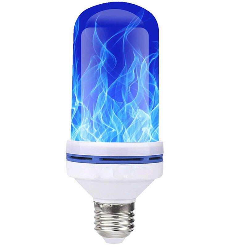 Led flamme effekt pære 4 tilstande med op og ned  e27/e26/b22 base flamme pærer til julehave/hotel/bar fest dekoration: Blå / E27