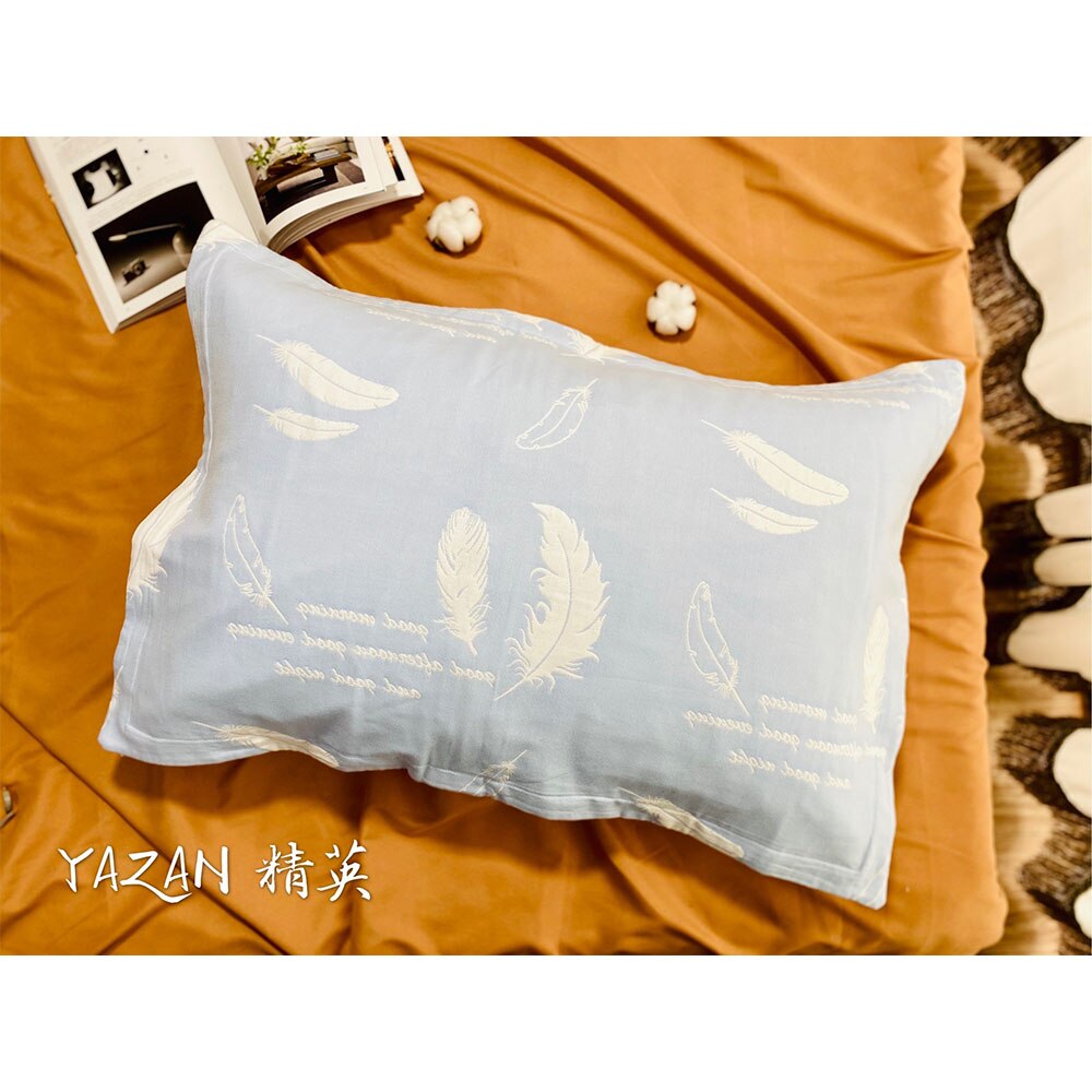 yazan bedding adult pillowcase 3/6 layers breathable sweat absorbent soft comfortable four seasons available lovers pillowcase: blue feather