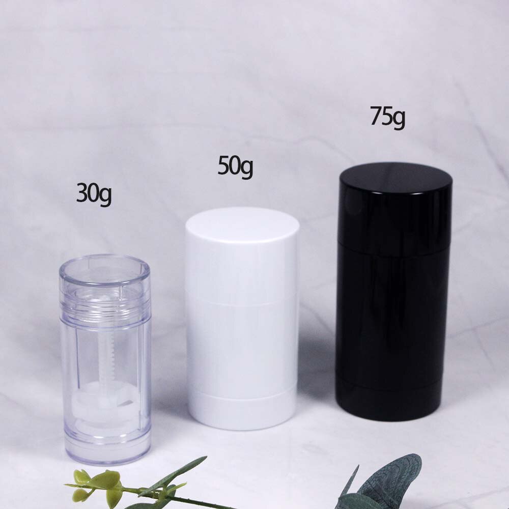 High Capacity Deodorant Container Cosmetic Lotion Fondation Bar Empty Package Plastic Transparent Solid Glue Tube 30g 50g 75g