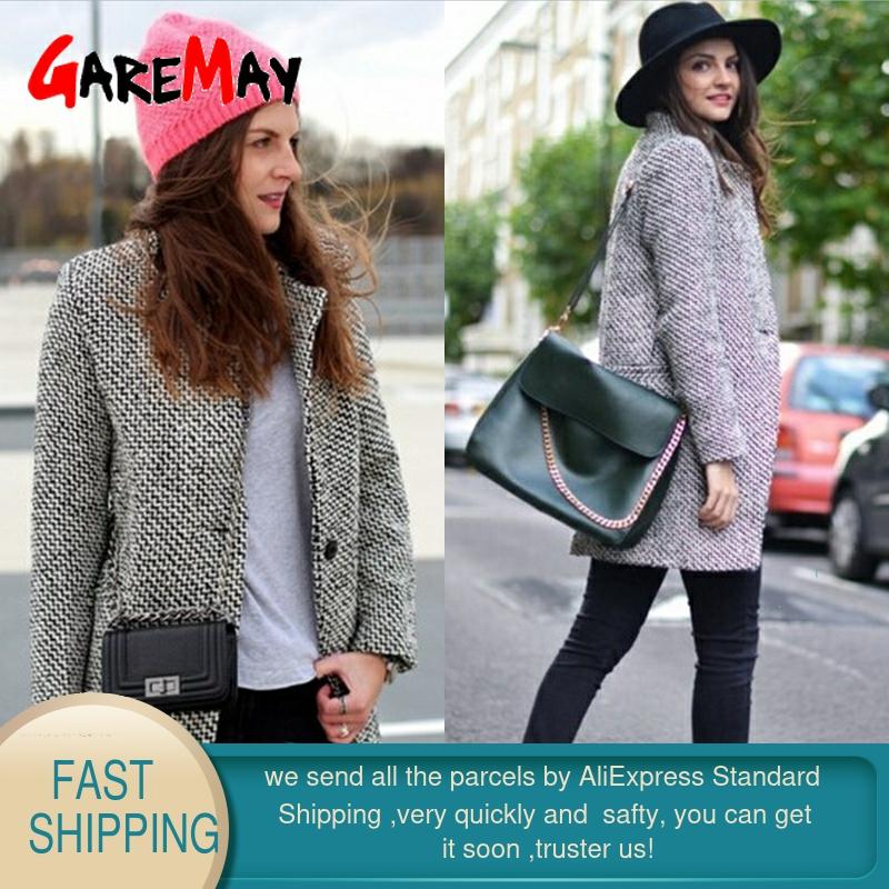 Trench-Coat pied-de-poule pour Femme, manteau pour Femme, col rabattu, Trench-Coat gris, printemps-automne, hiver