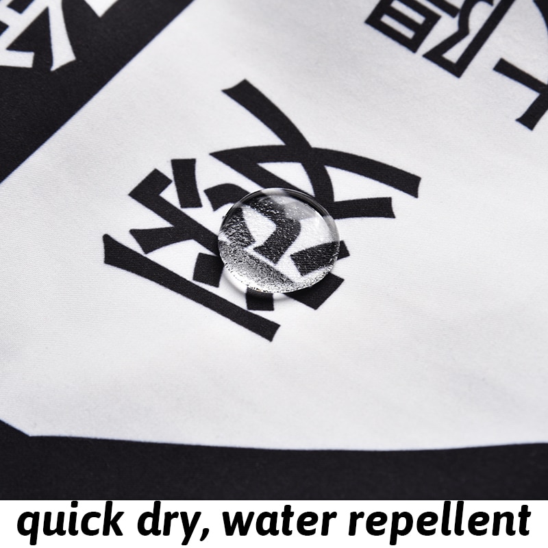 Newest Men's Chinese Character Printed Board Shorts Swim Wear Man Loose Surfing Boardshorts Beach Shorts Bermuda Swimwear Short