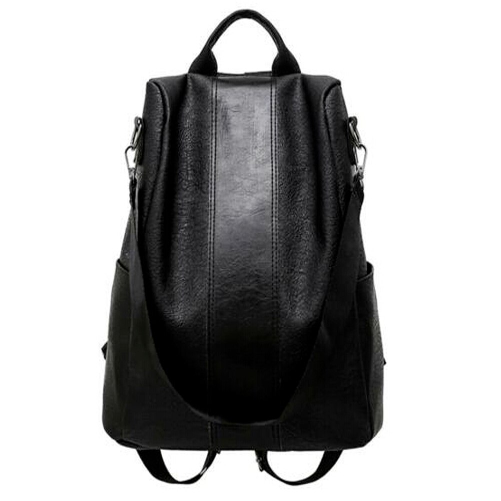 Female Anti-theft Backpack Classic PU Leather Solid Color Backpack Canta Shoulder Bag Black Brown