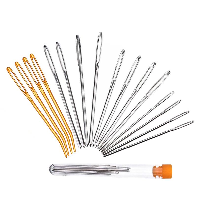 Aguja de coser de ojo grande, accesorio de costura de punto de cruz, hilo de bordado de cuero hecho a mano, 9-20 Uds.: F Style-16pcs