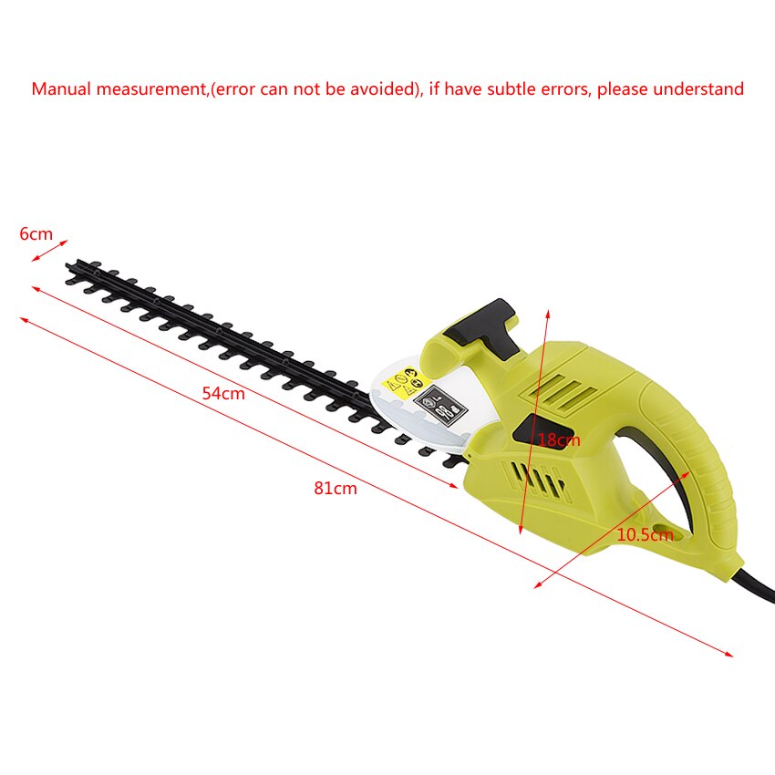 MCHD-600 Electric Hedge Trimmer High Portable Hedge Trimmer Power Tools Garden Pruning Machine 220V 600W 1750r/min 51cm