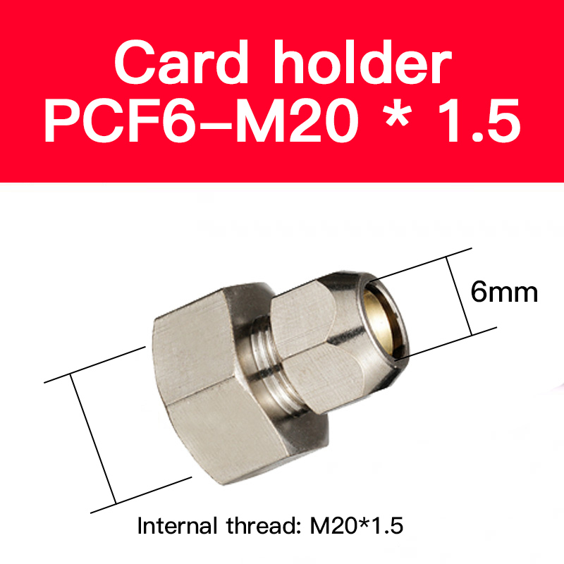 1pc Pneumatic Brass tube ferrule quick-screw connector internal thread straight through PCF4/6/8/10: PCF6-M20X1.5