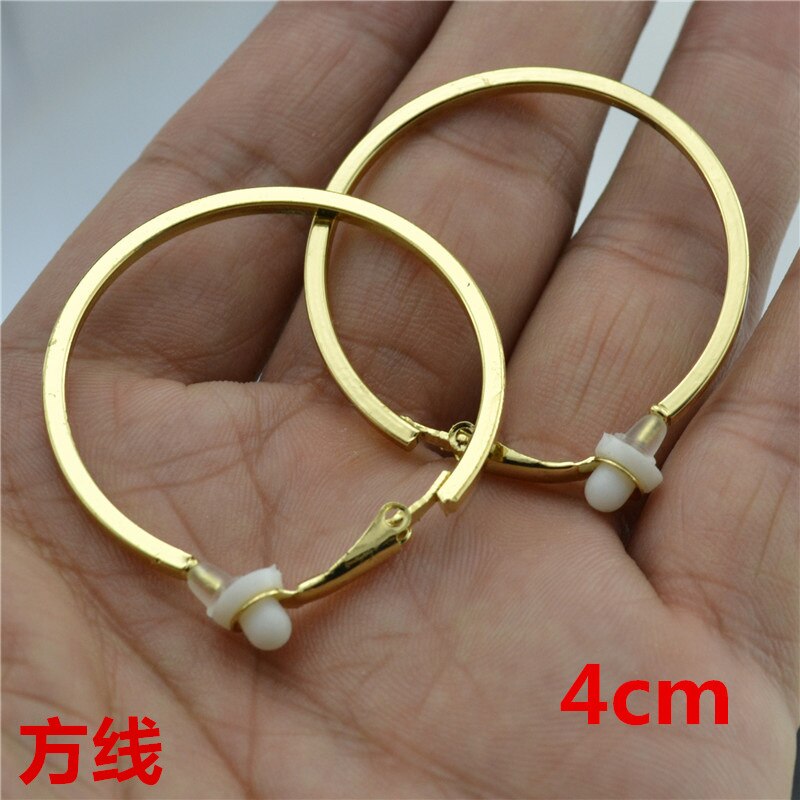 Große kleine Gold kreis Quadrat linie Runde Clip auf sterben ohr Ohrringe Band für frauen mit kissen Pad Nicht durchbohrt Ohrringe: Gold Clip 4cm