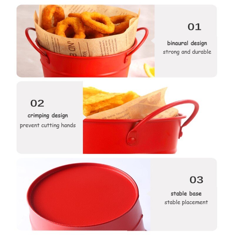 600ml Bar Ice Bucket Seafood Bucket Coffee Shop Mini Fries Binaural Snack Ice Bucket Fried Chicken Bucket Multi-function