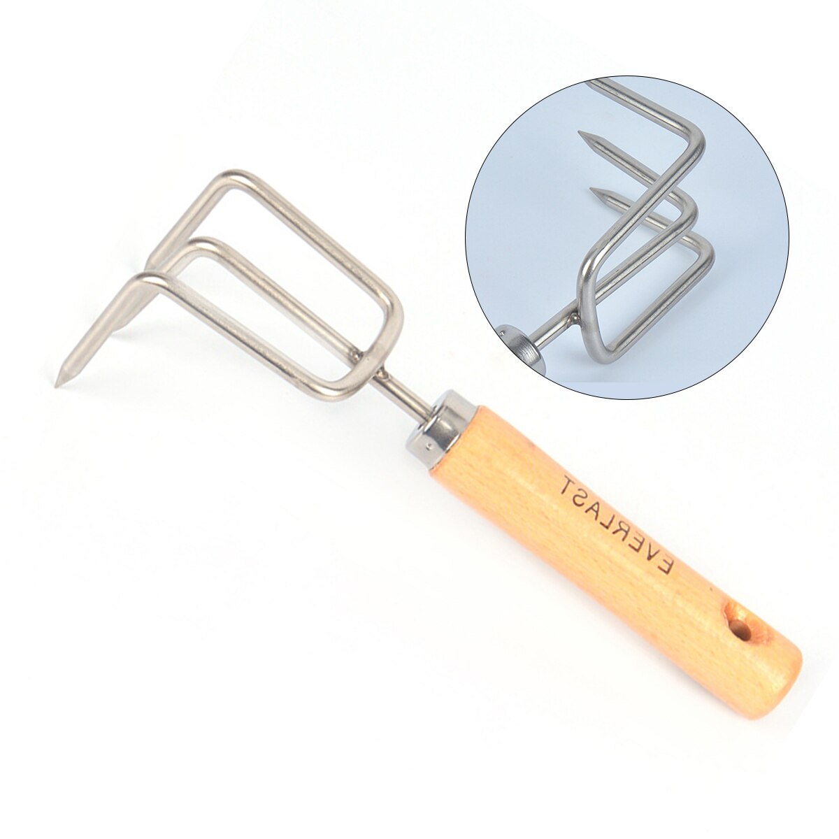 1 Pc Mini Garden Stainless Steel Small Rake Strong Firm Grip Wooden Handle Short Claw Rake Cultivator Garden Tool