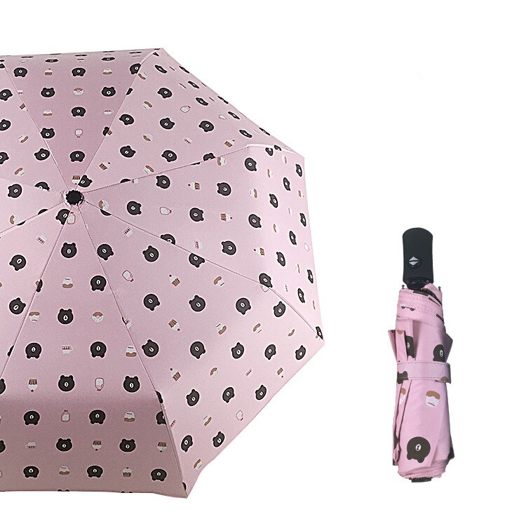 1 stk sød tegneserie bil reserve paraply automatisk tredobbelt foldbar solbeskyttelse uv vindtæt paraply