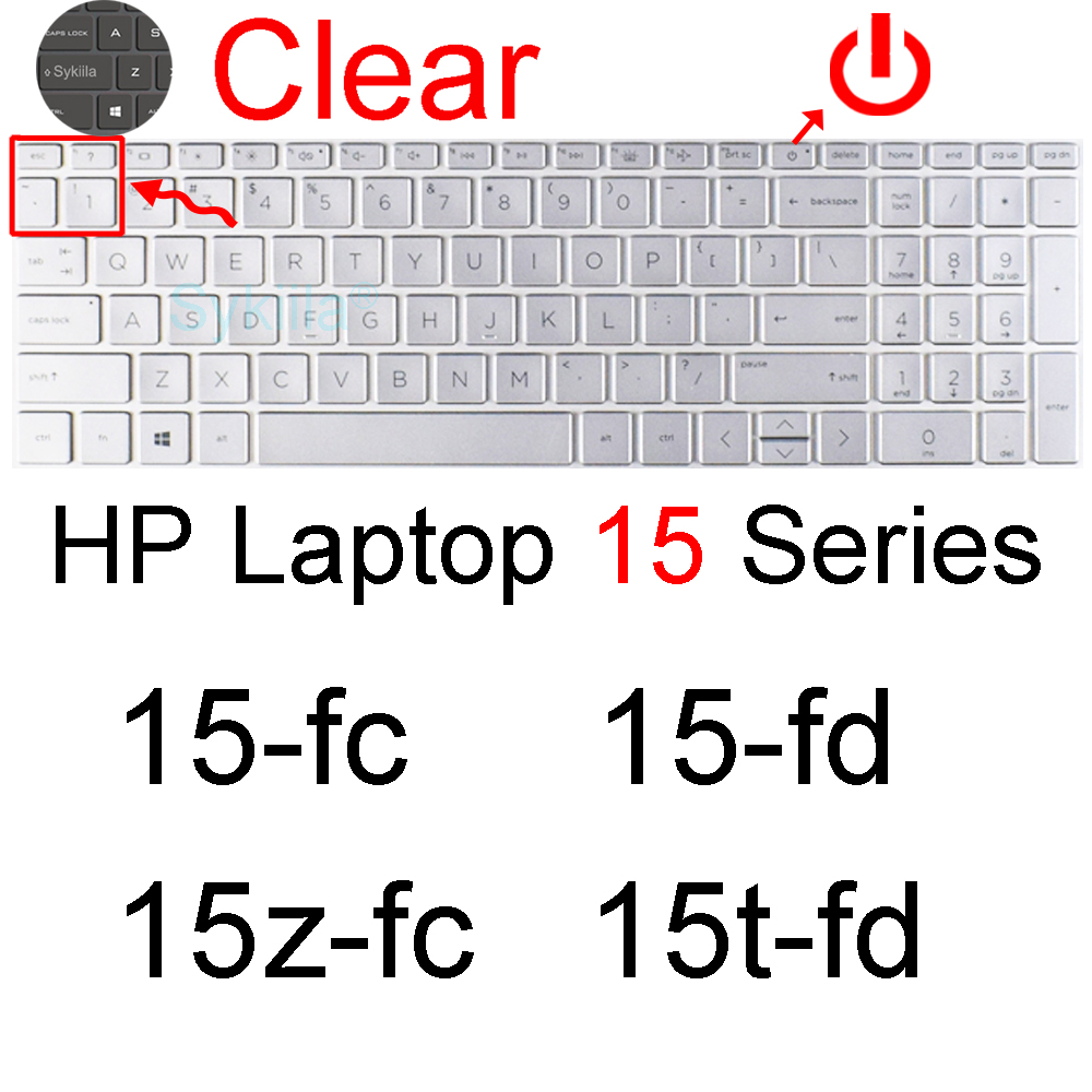 Funda de teclado para portátil HP 15 15t 15-fd 15-fc 15-ef 15-dw 15-dy 15g 15q 15s 15z, funda protectora de silicona esencial: Negro