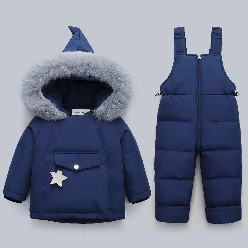 Crianças inverno quente para baixo jaqueta macacão crianças da criança do natal menina menino roupas casaco calças parka bebê macacão conjuntos de roupas