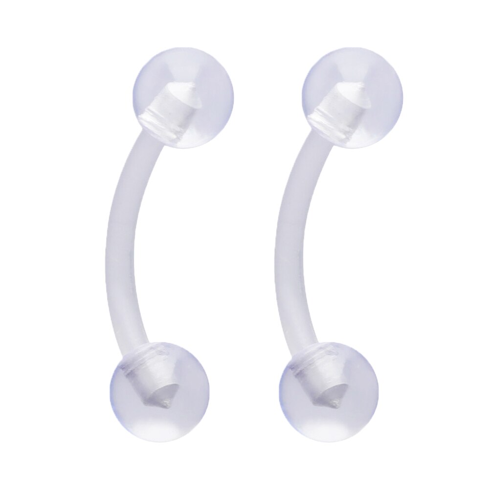 PAIR Plastic Invisible Piercing Jewelry Nose Rings Belly Button Tongue Rings Eyebrow Ring Lip Labret Retainer Bar Anti-allergic
