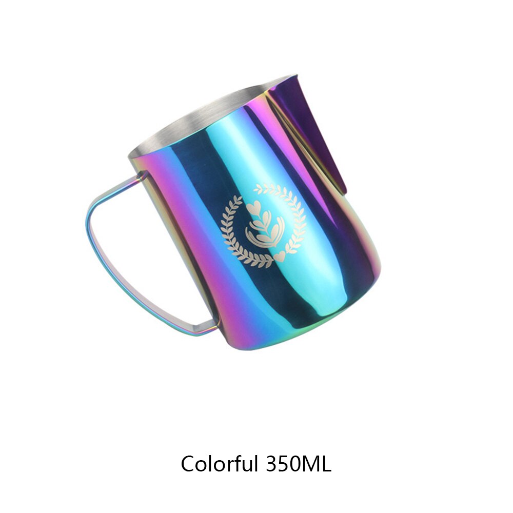 Stainless Steel Cup Coffee Cup Coffee Milk Mug Frothing Milk Latte Jug Coffees Pitcher Mug Craft Latte Frothing Art Jug 600ml: colorful 350ml