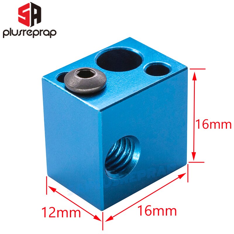 Bloco de alumínio 16*16*12mm da impressora 3d para a extrusora termopar v5 v6 j-head de hotend do termistor HT-NTC100K