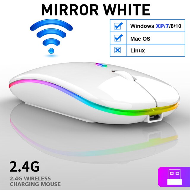 Bluetooth Mouse Silent Mause Wifi Mouse Rechargeable Wireless Mouse Ergonomic Mini Mouse USB Optical Mice For PC laptop Desktop: Wireless White