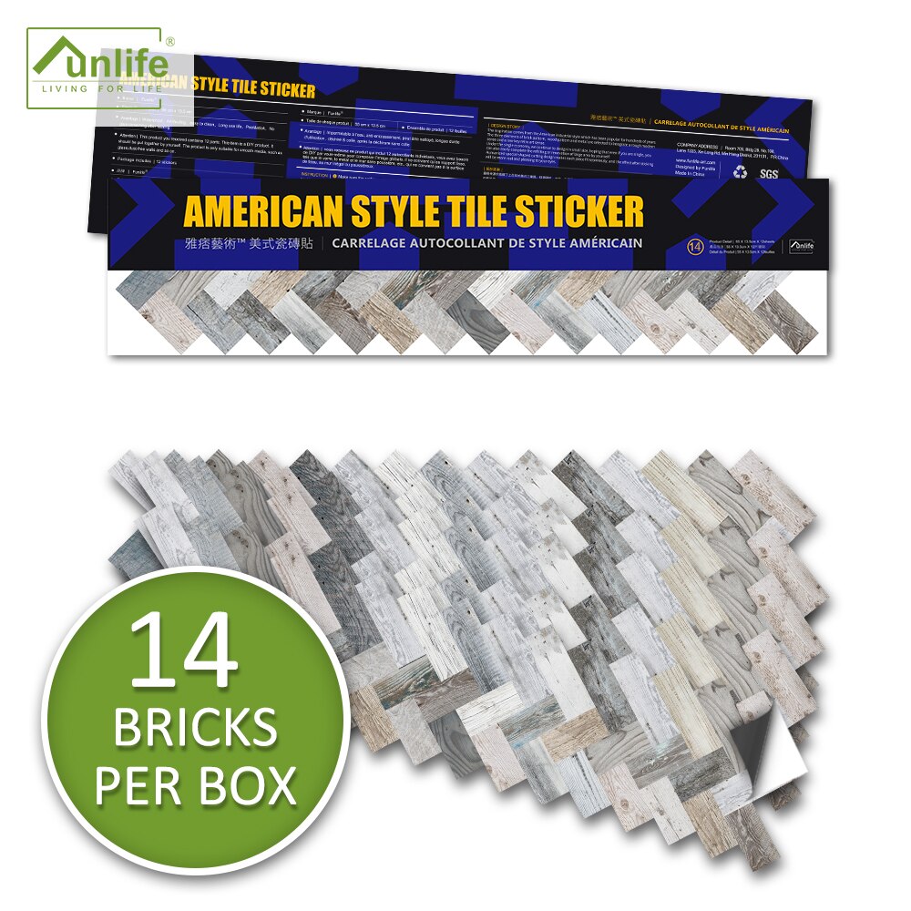 Funlife® american style™ 14 kpl kalanruoto luonnollinen puu backsplash laatta lattia tarra makeover vedenpitävä kylpyhuone keittiö tarrat