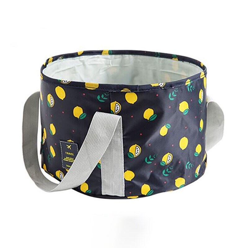 GESEW Foldable Basin Outdoor Travel Water Bucket Portable Foot Bath Bucket Multipurpose Folding Washbasin Large Capacity Basin: LemonNavyBlue