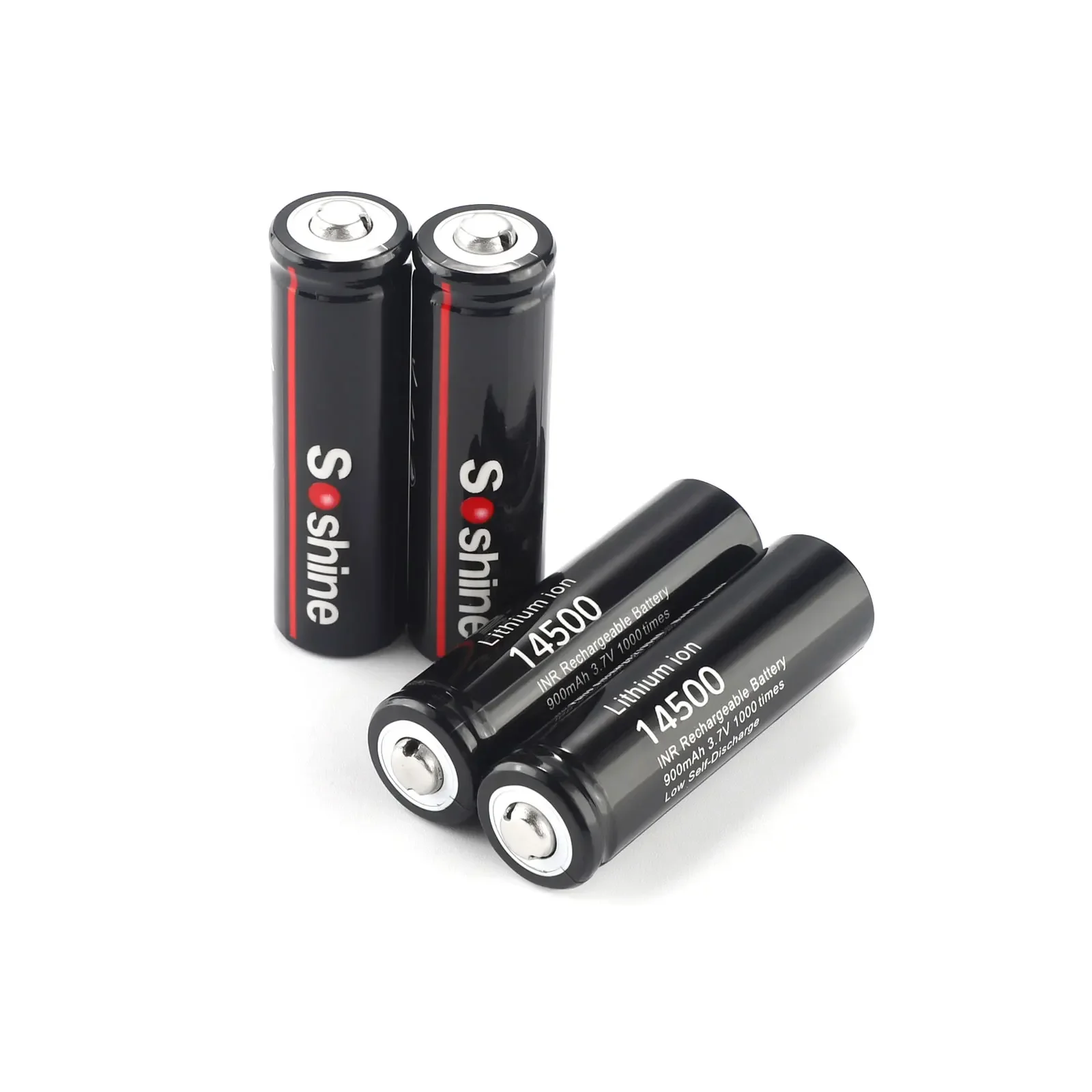 Batería de litio Soshine 3,7 14500 AA, batería recargable de 900mAh y cargador de batería recargable LiFePO4 de iones de litio 14500 10440