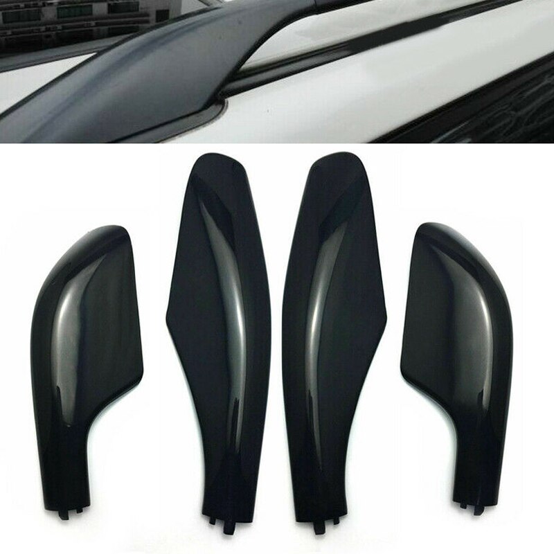 Black Roof Rack Bar Rail End Replacement Cover Shell 4PCS for Toyota Land Cruiser LC100 FJ100 1998-2007