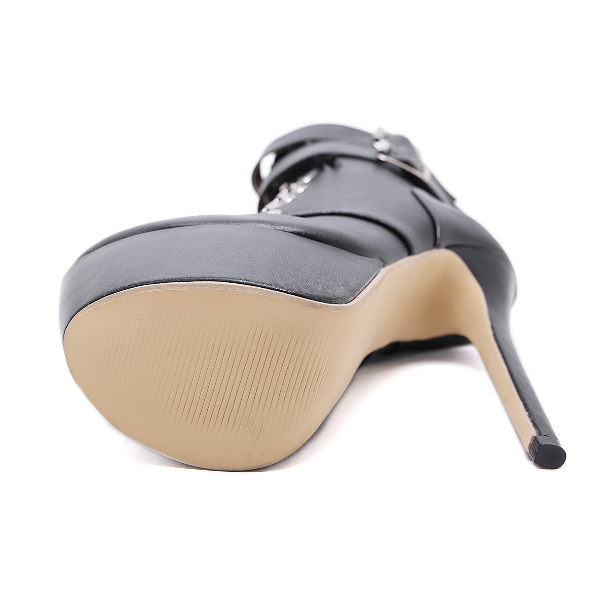 PU skórzane szpilki botki 16.5cm szpiczasty nosek obcasy jesienne zimowe damskie buty modne boczne zamki czarne buty na platformie