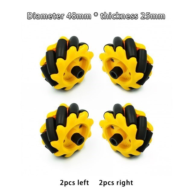 Roue Mecanum en plastique de haute dureté, 4 pièces/lot, 48mm 60mm 80mm 97mm, omnidirectionnelle pour moteur TT, voiture Robot intelligente avec moyeux de 6mm: WHITE