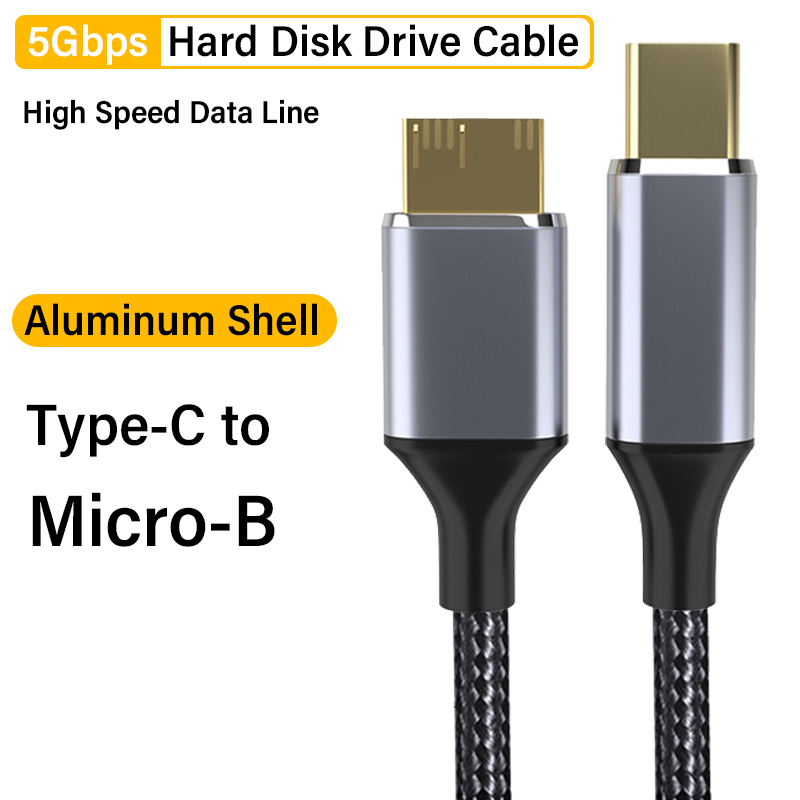 Hard Disk Drive Micro B Cable USB 3.0 Type C to Micro B 5Gbps Data Cable Adapter for PC Phone External Hard Drive Camera Disk: Orange / 1.8m