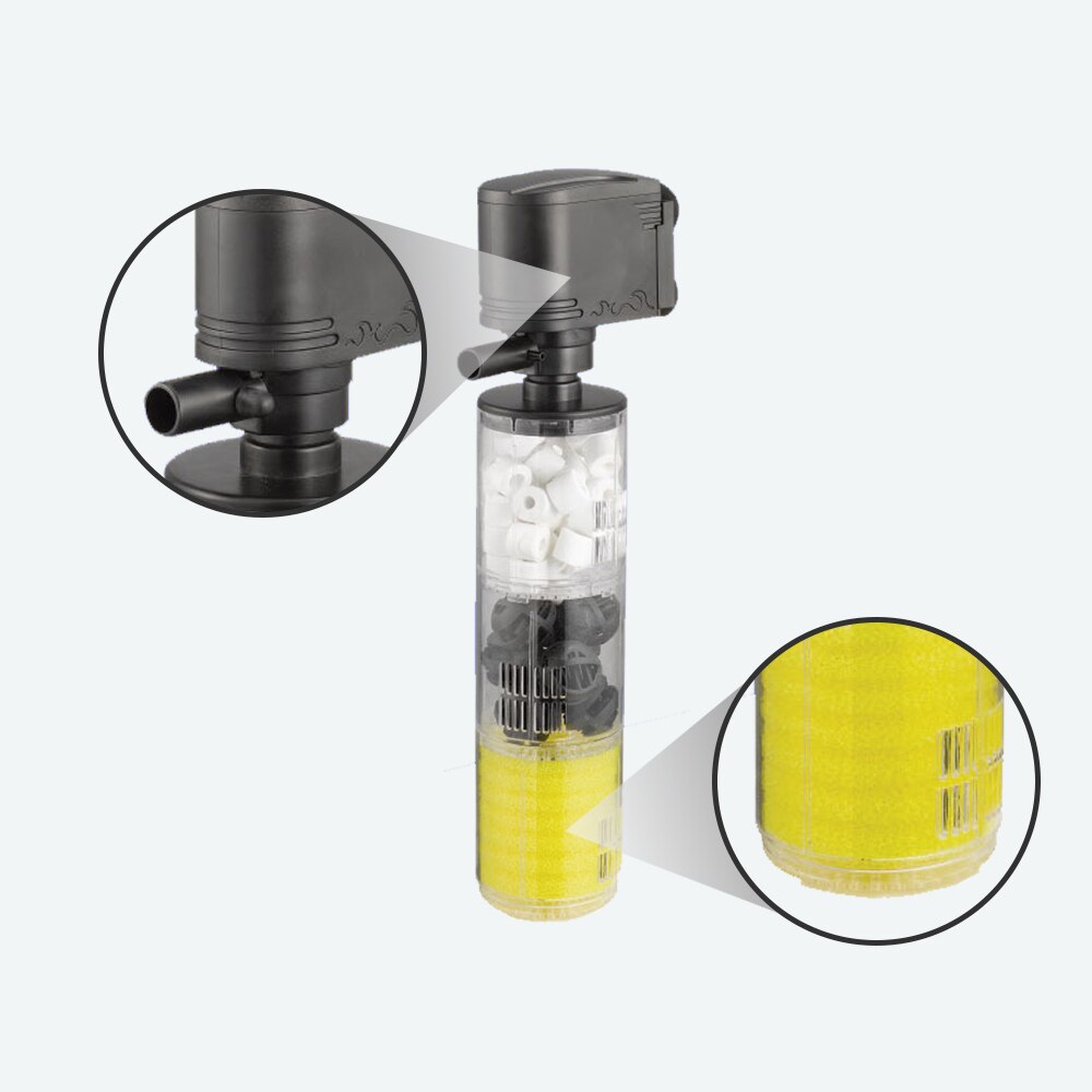 3 in 1 stille aquariumfilter dompelbare zuurstof interne pomp spons water met regensproeier voor aquarium luchtverhoging