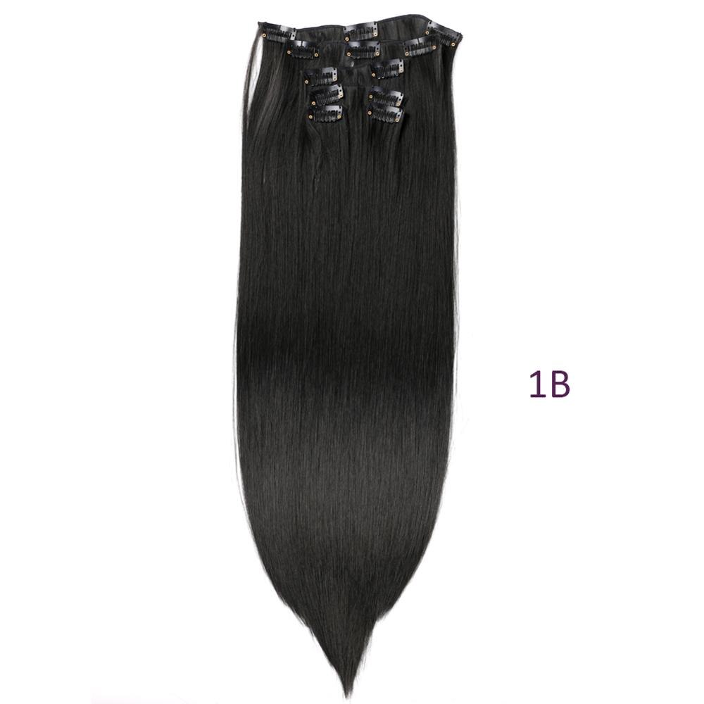 9 väriä 12 klipsiä 22 " pitkät suorat synteettiset hiustenpidennykset klipsit korkean lämpötilan kuidusta musta ruskea hiuslisäke: 1b