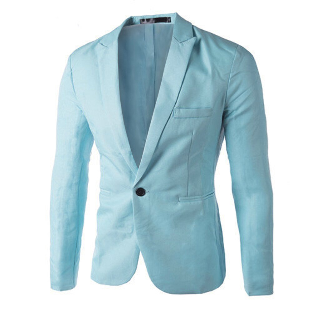 Zomer Blazer Mannen Blazer Masculino Mannen Mode Formele Zakelijke Blazer Een Knop Slim Fit Jas Mannen Pak Blazer kleding: Blauw / XXL