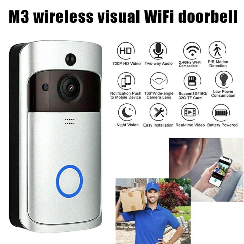 Wifi Smart Video Deurbel Hd Security Camera Draadloze Intercom Pir Groothoek Voor Thuis Und
