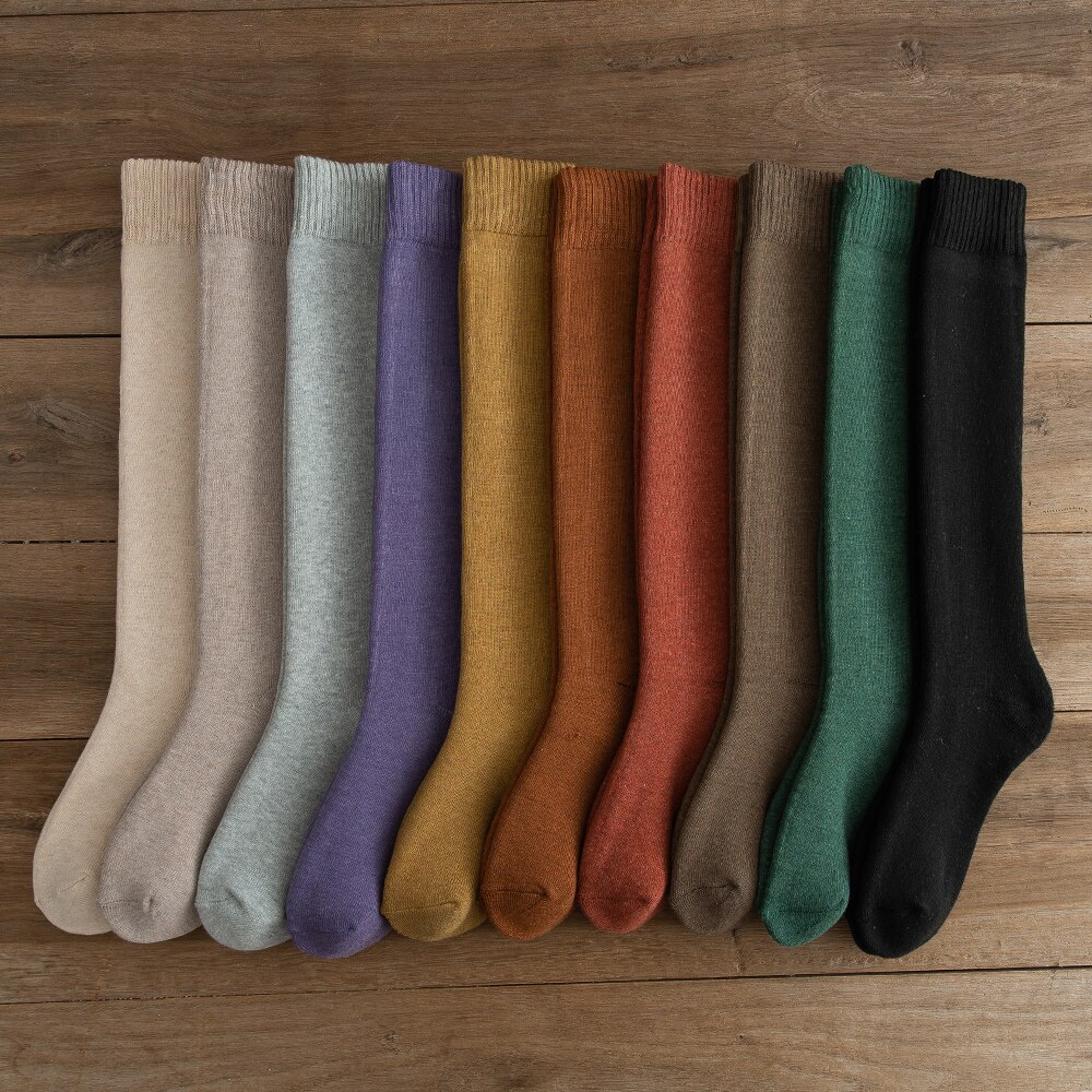 Calze da donna salata inverno capodanno puro colore sport per il tempo libero addensare calze di vitello di alta qualità calde e confortevoli