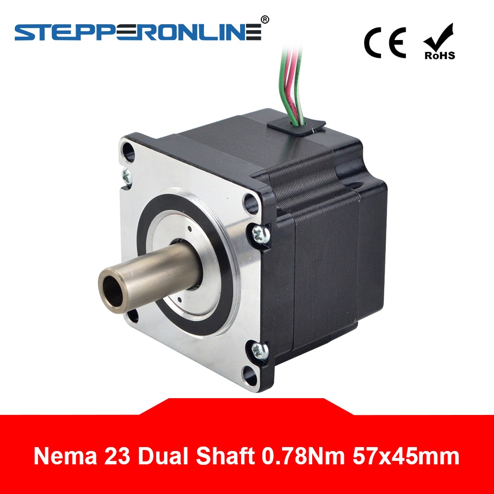 Dual Shaft Nema 23 Stepper Motor 0.78 Nm Hollow Shaft 2.0A 57x57x45mm Stepping Motor 12mm Shaft for CNC Engraving Machine