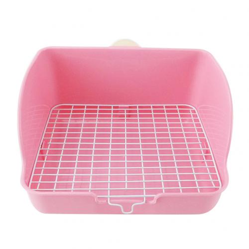 Orinal cuadrado de malla para gatos domésticos, caja de arena de esquina para gatos domésticos, baño para mascotas, bandeja de arena para Animal PEQUEÑO: Pink