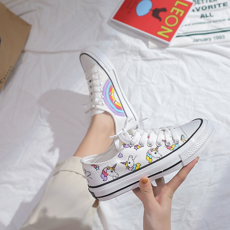 Rainbow Unicorn Canvas Shoes Female Student Korean Edition Summer Japanese