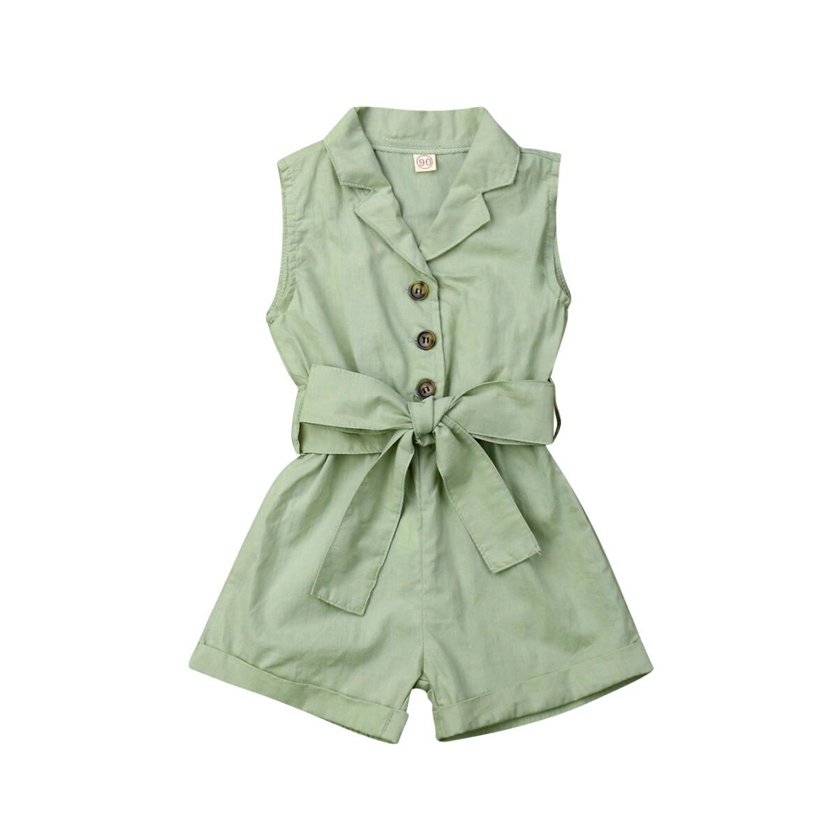 Peuter Meisjes Overall Romper - Mouwloze Effen Kleur Jumpsuit voor de Zomer - 1-6 Jaar: Lichtgroen / 6