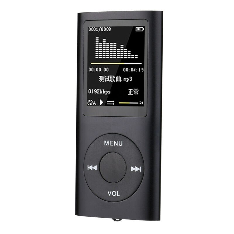 AILEHKUO-REPRODUCTOR DE Mp3 y Mp4 portátil, bonita Radio FM deportiva con pantalla LCD de 1,8 pulgadas, compatible con música, vídeo, reproductor multimedia Mp3 y Mp4 para IPod Style: black