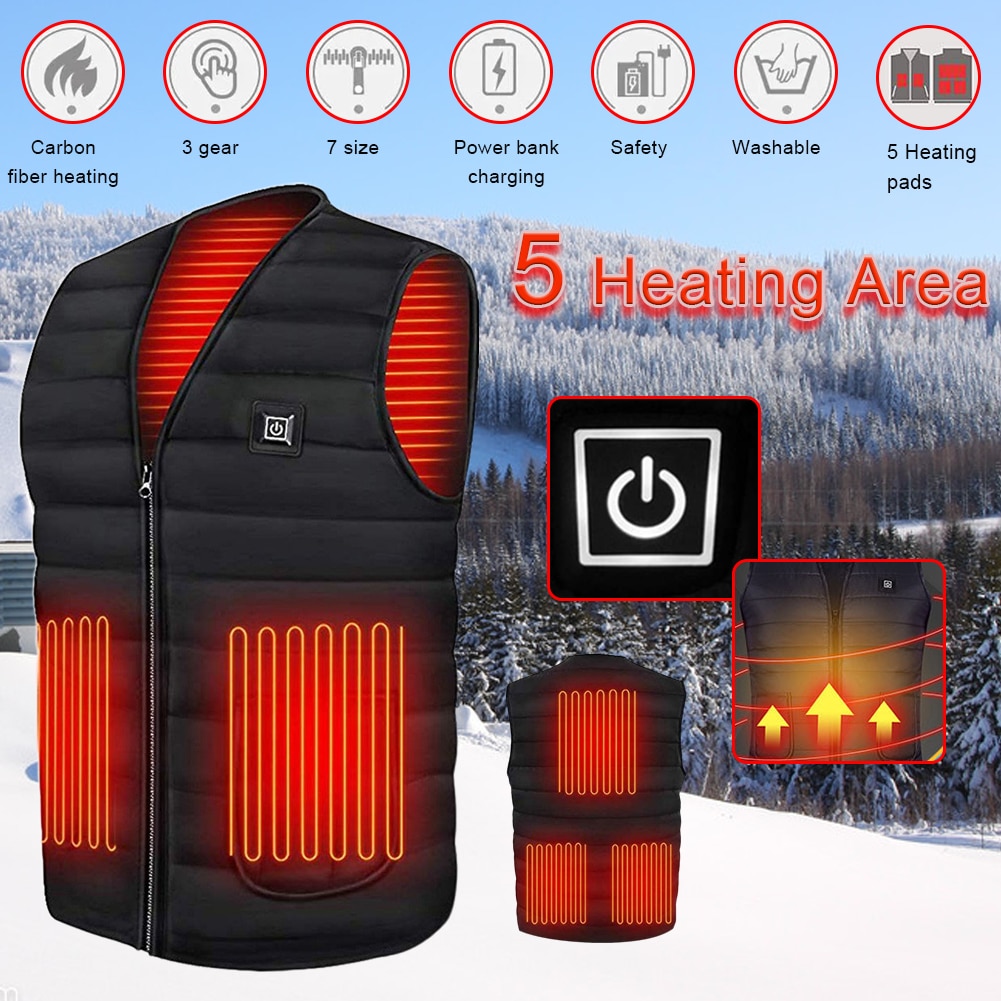 Varm smart varmevest el varme tøj usb varme 3 gear justerbar varm el varme vest
