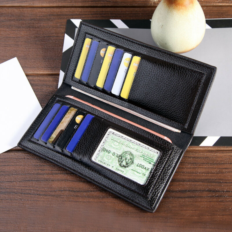 Mannen lange zakelijke portemonnee doorsnede lederen borst pocket card pak pak portemonnee lange wallet checkbook wallet