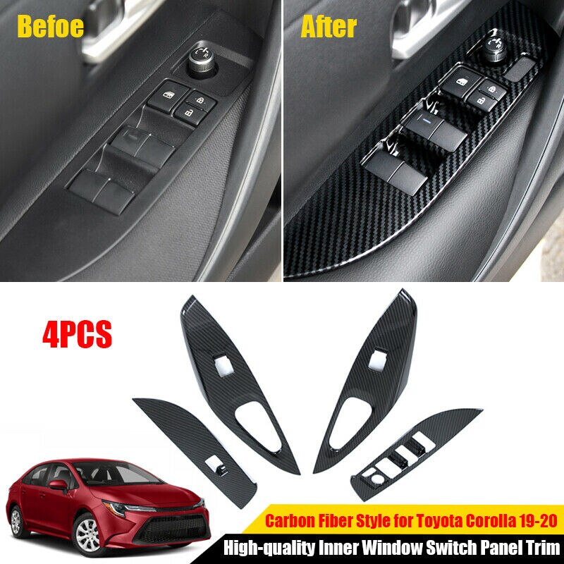 Carbon Fiber ABS Inner Window Switch Panel Trim Fit For Toyota Corolla Brand And