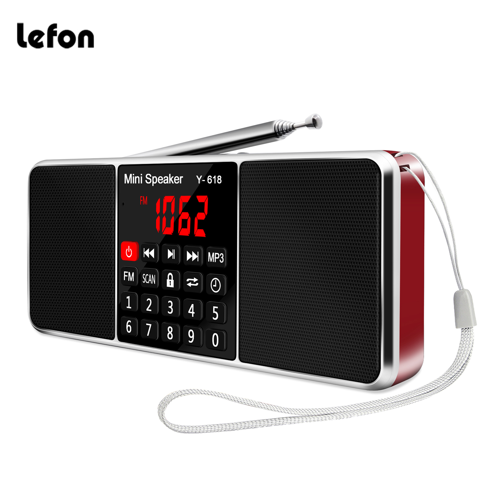 Lefon Radio cyfrowe FM Podwójny głośnik Stereo Surround Odtwarzacz audio MP3 Obsługa karty TF Funkcja wyłączania czasu dla domu i na zewnątrz