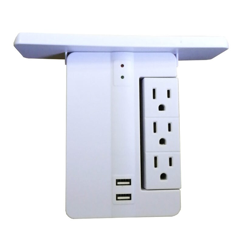 8- ports vægopladeradapter vægstikhylde elektrisk 6 stikforlængere 2 usb-opladningsporte med hylde dnj 998