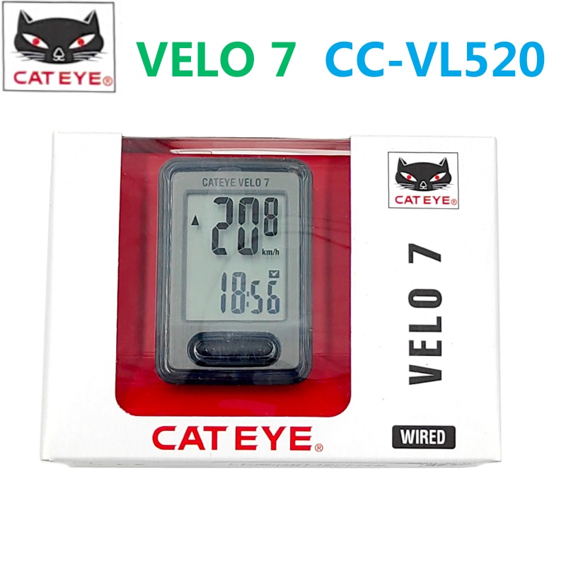 Cateye VELO 7 Bike Computer CC-VL520 Cycling Bicycle Computer VL520 Mount Waterproof wired Speedometer Different Garmin/Bryton