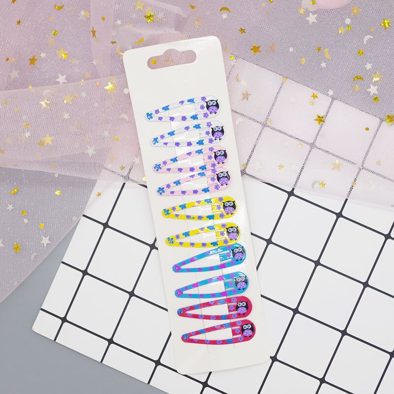 Baby Meisje Haarspeld Hoofddeksels 10Pcs Leuke Cartoon Printing Mini Peuter Kinderen Kids Hair Clips Pins Barrette Mooie Hairgrip