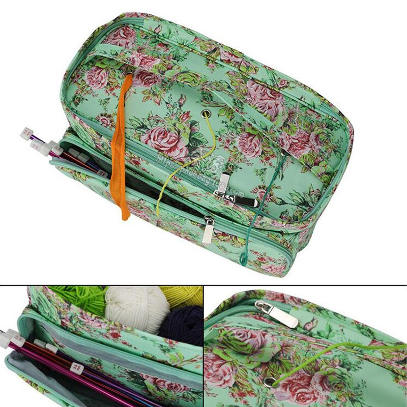 Diy Wol Haaknaald Tool Accessoires Opbergtas Breien Naalden Naaigaren Garen Oxford Doek Printen Organizer Houder